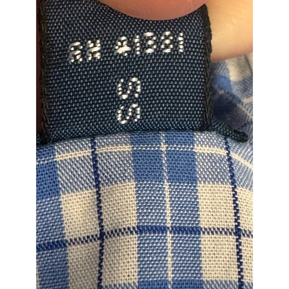 Polo Ralph Lauren Mens 17.5‎ 34/35 Blue White Check Cotton Button Down Shirt